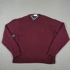 Tommy Hilfiger Burgundy Casual Long Sleeve Pullover Sweater Shirt Size XL
